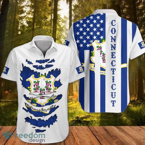 Connecticut Hawaiian Shirt Patriotic Flag Of State Connecticut Clothing Button up Shirt - Connecticut Hawaiian Shirt Patriotic Flag Of State Connecticut Clothing Button up Shirt