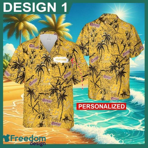 Custom Name Central Michigan Chippewas 3D Hawaiian Shirt Gold Flower Vintage Gift For Fans - Central Michigan Chippewas Hawaiian Shirt New Trending Style 1