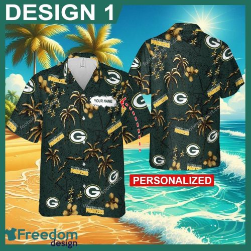 Custom Name Green Bay Packers 3D Hawaiian Shirt Gold Flower Vintage AOP Gift Summer - Green Bay Packers Hawaiian Shirt New Trending Style 1