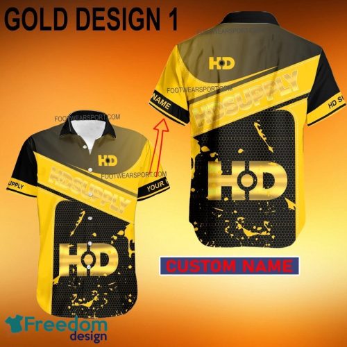 Custom Name Hd Supply AOP Hawaiian Shirt Gold, Diamond, Silver For Beach - Brand Style 1 Hd Supply Style GoldHawaiian Shirt Personalized