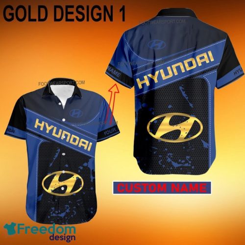 Custom Name Hyundai Racing Hawaiian Shirt Gold, Diamond, Silver Gift Summer - Car Style 1 Hyundai Car Racing Style GoldHawaiian Shirt Personalized