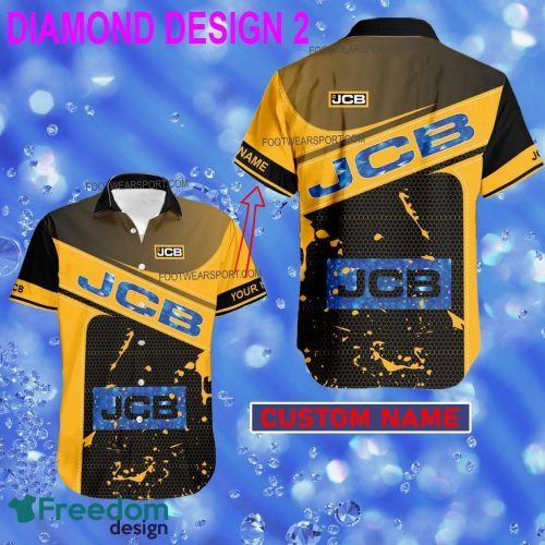 Custom Name JCB Hawaiian Shirt Gold, Diamond, Silver All Over Print Gift For Fans - Brand Style 2 JCB Style DiamondHawaiian Shirt Personalized