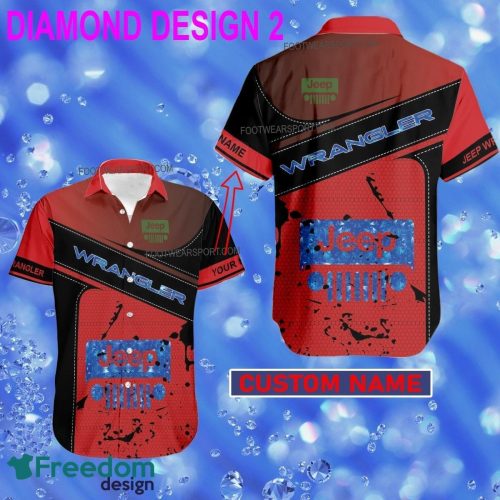 Custom Name Jeep Wrangler Racing Hawaiian Shirt Gold, Diamond, Silver For Beach - Car Style 2 Jeep Wrangler Car Racing Style DiamondHawaiian Shirt Personalized