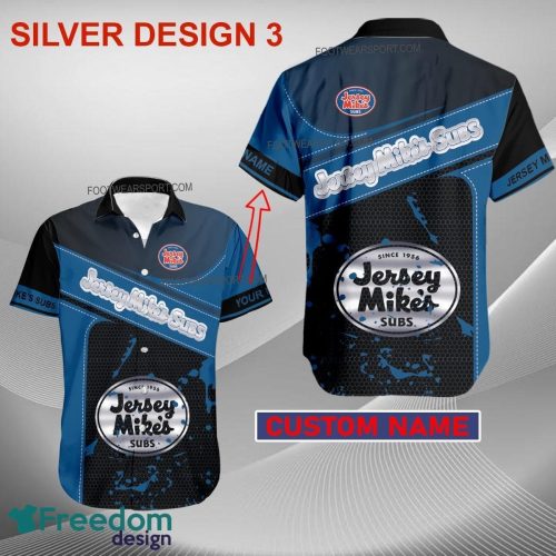 Custom Name Jersey Mike's Subs AOP Hawaiian Shirt Gold, Diamond, Silver For Men And Women - Brand Style 3 Jersey Mike's Subs Style SilverHawaiian Shirt Personalized