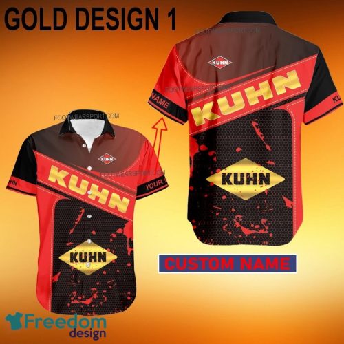 Custom Name KUHN Tractor Hawaiian Shirt Gold, Diamond, Silver AOP Gift For Fans - Car Style 1 KUHN Tractor Style GoldHawaiian Shirt Personalized