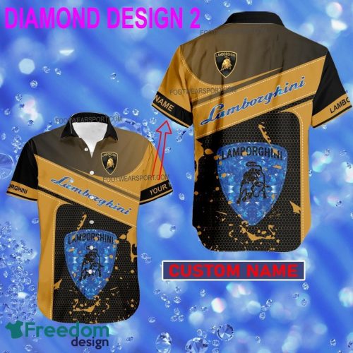 Custom Name Lamborghini Racing Hawaiian Shirt Gold, Diamond, Silver All Over Print For Men And Women - Car Style 2 Lamborghini Car Racing Style DiamondHawaiian Shirt Personalized