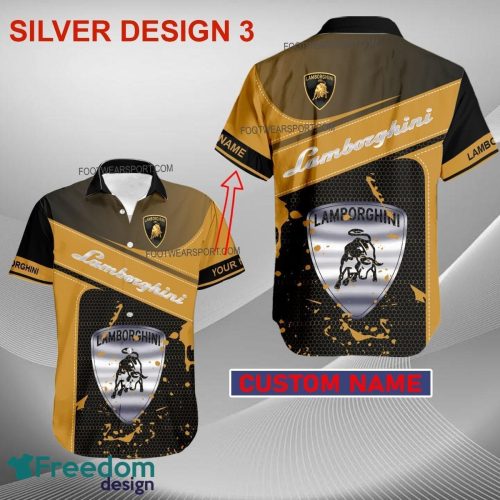 Custom Name Lamborghini Racing Hawaiian Shirt Gold, Diamond, Silver All Over Print For Men And Women - Car Style 3 Lamborghini Car Racing Style SilverHawaiian Shirt Personalized