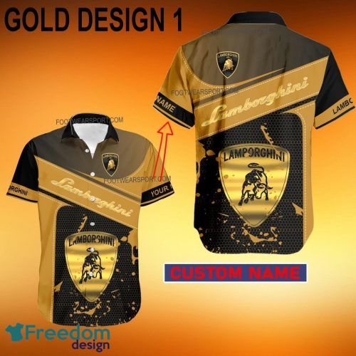 Custom Name Lamborghini Racing Hawaiian Shirt Gold, Diamond, Silver All Over Print For Men And Women - Car Style 1 Lamborghini Car Racing Style GoldHawaiian Shirt Personalized