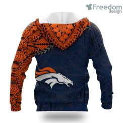 Denver Broncos Grunge Polynesian Tattoo NFL Hoodie 3D All Over Print Keep Warm For Men And Women Product Photo 2