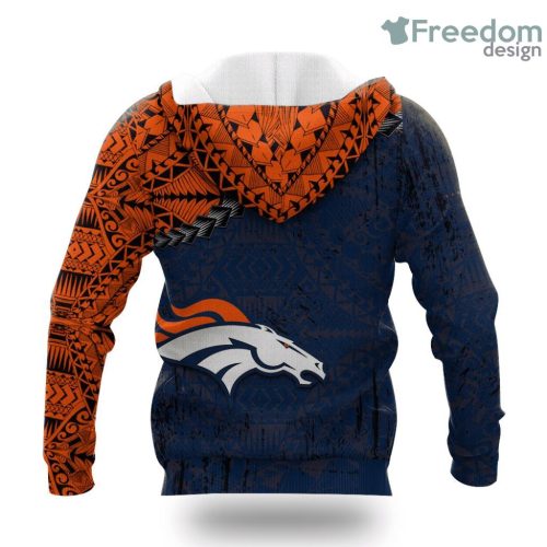 Denver Broncos Grunge Polynesian Tattoo NFL Hoodie 3D All Over Print Keep Warm For Men And Women Product Photo 2