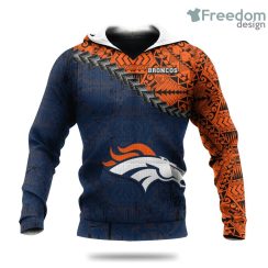 Denver Broncos Grunge Polynesian Tattoo NFL Hoodie 3D All Over Print Keep Warm For Men And Women Product Photo 1