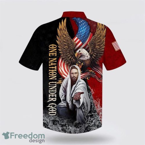 Eagle Jesus Reaching Hand America One Nation Under God 3D Printing Summer Beach Shirt Hawaiian Shirts Product Photo 1