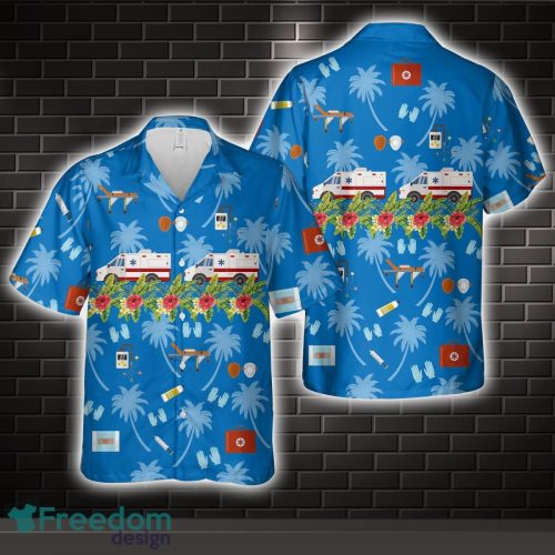 EMS Ambulance Blue Hawaiian Shirt Beach Holiday Product Photo 1