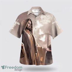 Faith Hope Love Jesus Cross AOP Hawaiian Shirt Summer Holiday Gift Product Photo 1