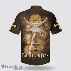 Faith Over Fear AOP Hawaiian Shirt Summer Holiday Gift Jesus Lion And Dove 3D Printing Summer Beach Shirt Hawaiian Shirts Product Photo 2