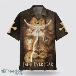 Faith Over Fear AOP Hawaiian Shirt Summer Holiday Gift Jesus Lion And Dove 3D Printing Summer Beach Shirt Hawaiian Shirts Product Photo 1