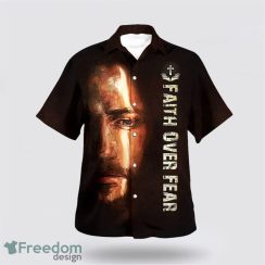 Faith Over Fear Christian Jesus 3D Printing Summer Beach Shirt Hawaiian Shirts Product Photo 1