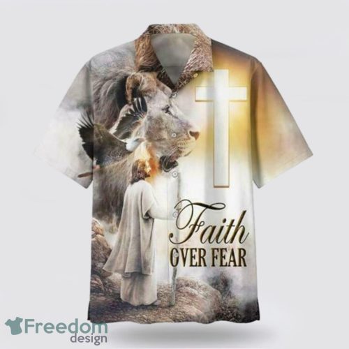 Faith Over Fear Jesus Lion Hawaiin Shirt Smmer Beach Gift Product Photo 1