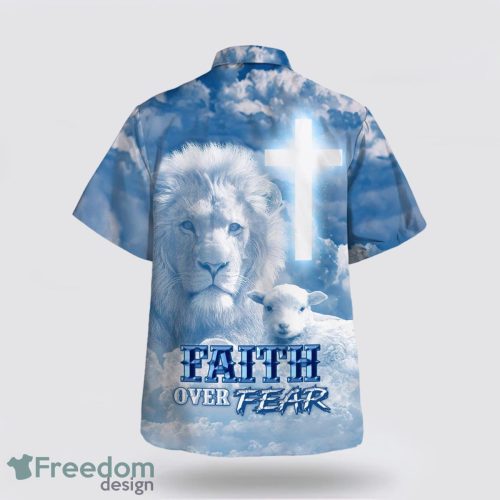 Faith Over Fear Jesus Lion Lamb AOP Hawaiian Shirt Summer Holiday Gift Product Photo 2