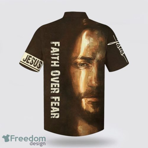 Faith Over Fear Jesus Portrait 3D Printing Summer Beach Shirt Hawaiian Shirts Product Photo 2