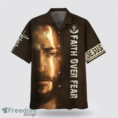 Faith Over Fear Jesus Portrait 3D Printing Summer Beach Shirt Hawaiian Shirts Product Photo 1