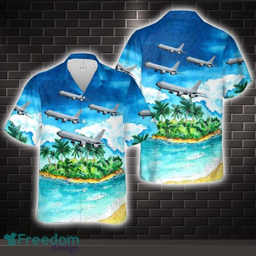 French Air and Space Force Boeing C-135FR Stratotanker (717-165) Of Groupe de ravitaillement en vol 291 Bretagne (Air Supply Group 291 Brittany) All Printed 3D Hawaiian Shirt For Men Women Product Photo 1