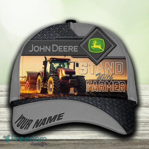 John Deere Custom Name 3D Hat Cap Grey All Over Print For Mens Gift Holifays - John Deere Custom Name 3D Hat Cap Grey All Over Print For Mens Gift Holifays