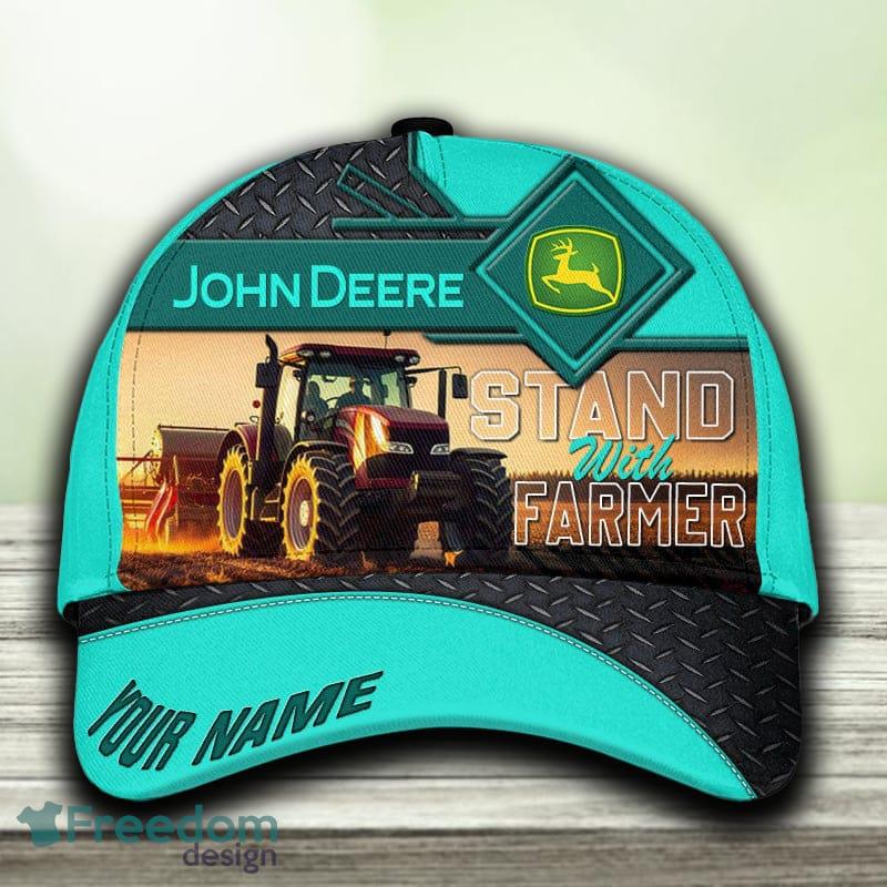 John Deere Custom Name 3D Hat Cap Turquoise All Over Print For Mens Gift Holifays - John Deere Custom Name 3D Hat Cap Turquoise All Over Print For Mens Gift Holifays