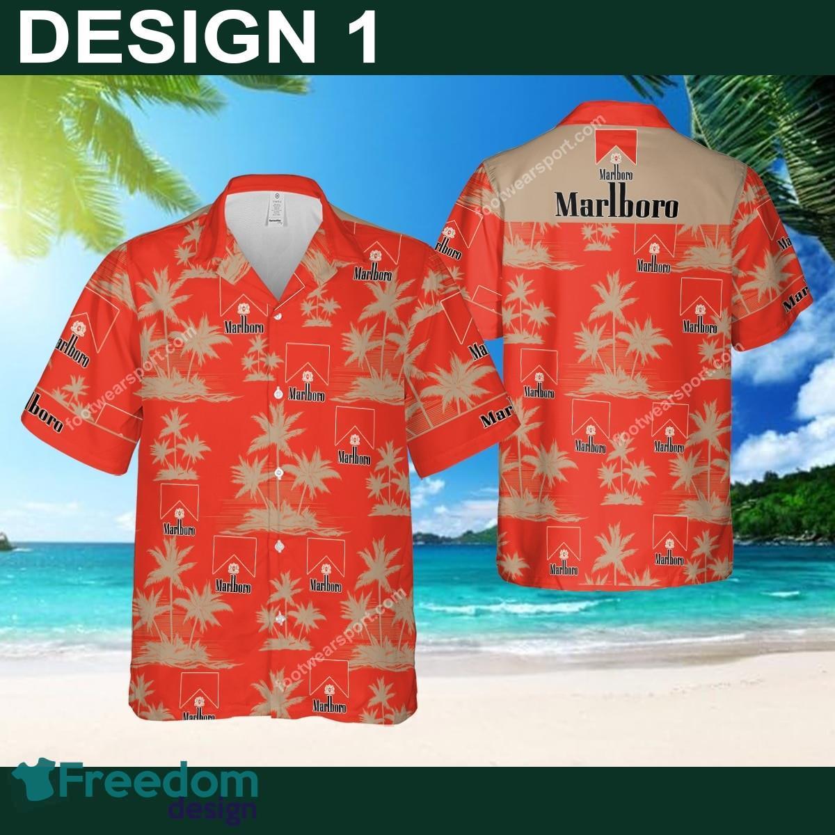 Marlboro Plus Size New Aloha Hawaiian Shirt Coconut Tree Pattern For Summer - Brand Style 1 Marlboro Hawaiian Shirt Coconut Tree Pattern