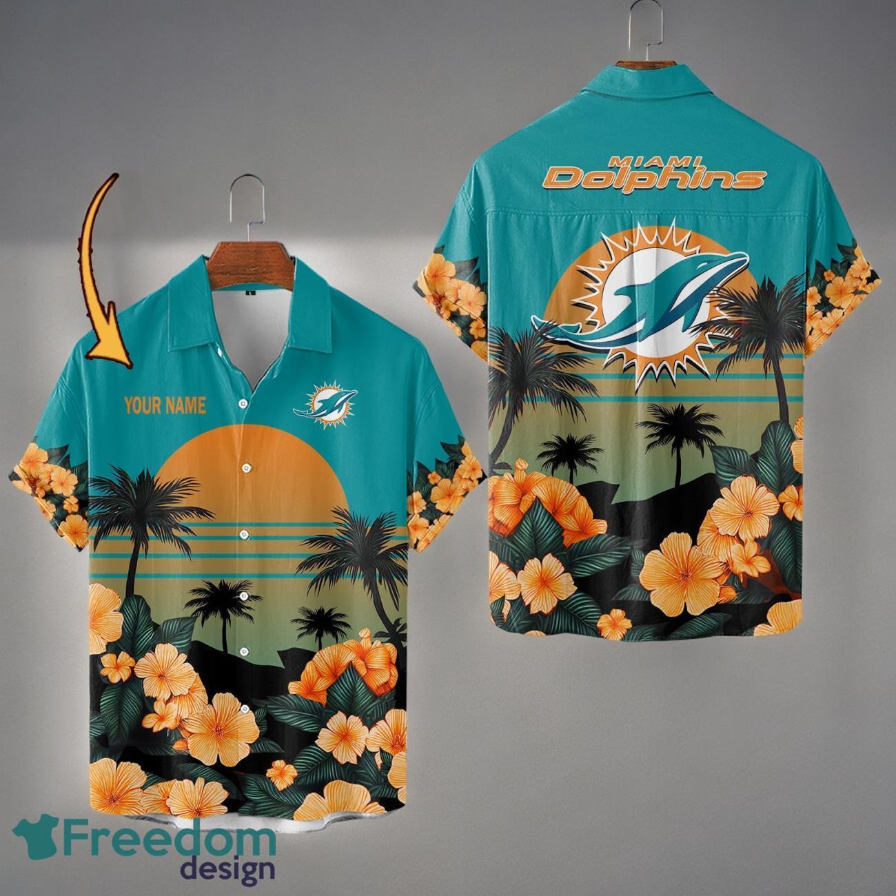 Miami Dolphins Hawaiian Shirt & Short Custom Name Aloha Beach For Fans Product Photo 1