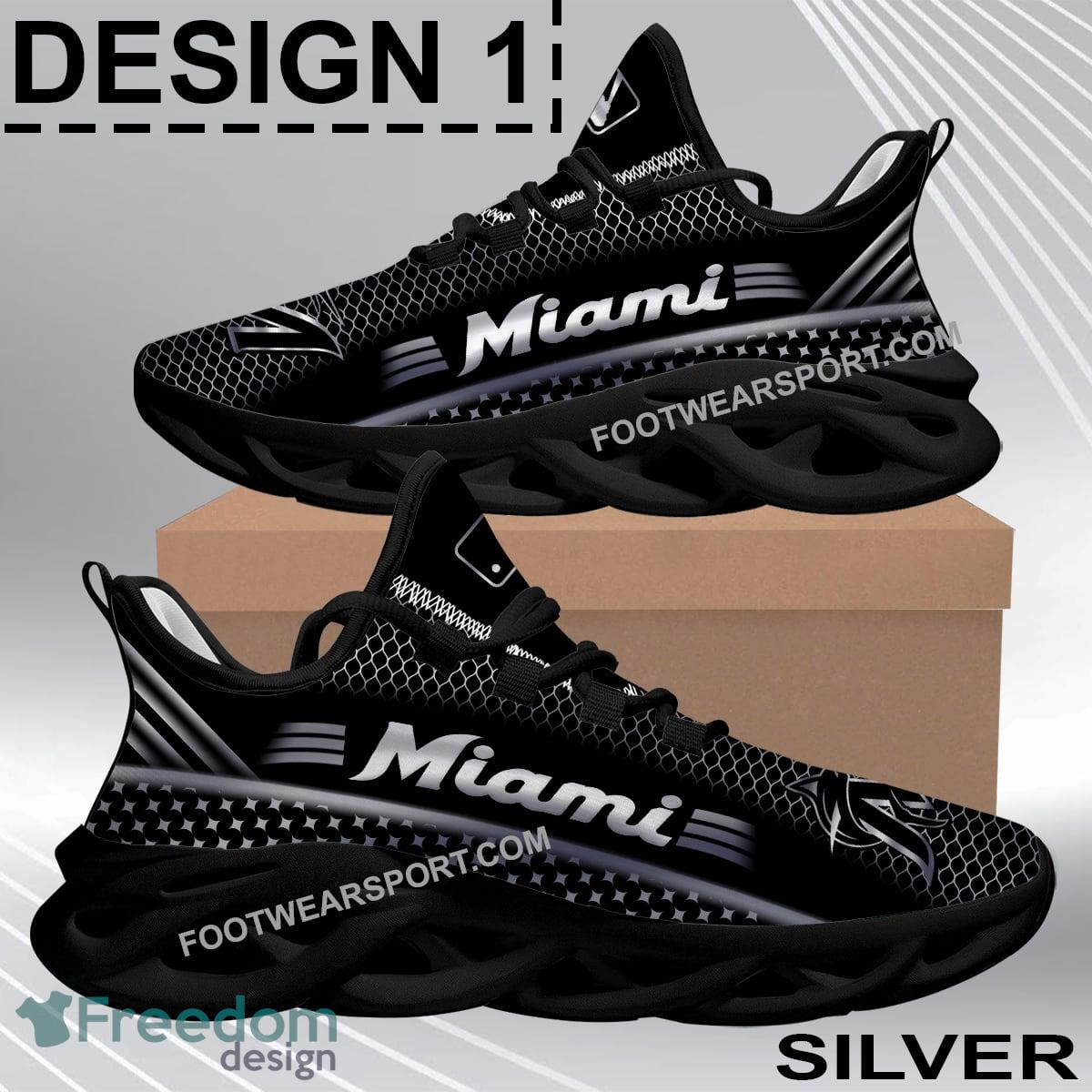 Miami Marlins Sport Sneaker Gold, Diamond, Silver Best Athletic Gift Max Soul Shoes - MLB Miami Marlins Max Soul Shoes Photo 1