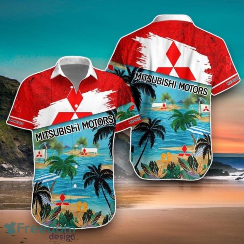 Mitsubishi Car Hawaiian Shirt Brand Logo And Beach Coastal Island Pattern Design Product Photo 1