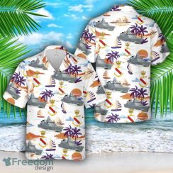 Royal Danish Navy Kongelige Danske Marine – Guided Missile Frigate FFG F 361 HDMS Iver Huitfeldt Hawaiian Shirt Beach Holiday