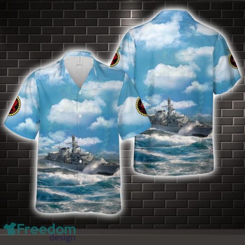 Royal Navy HMS Marlborough (F233) Type 23 frigate All Printed 3D Hawaiian Shirt For Men Women Product Photo 1