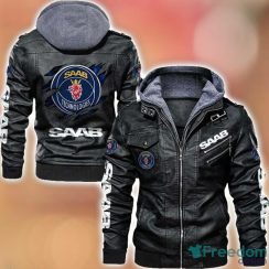 Saab 2D Leather Jacket Black Brown Corlor Printing Gift For Men Product Photo 1