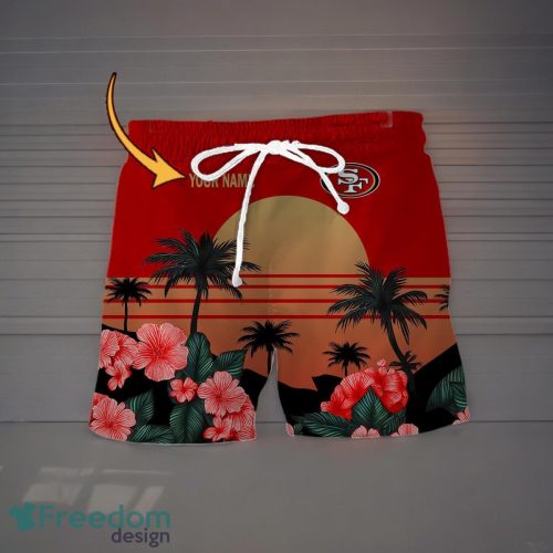 San Francisco 49ers Hawaiian Shirt & Short Custom Name Aloha Beach For Fans Product Photo 2