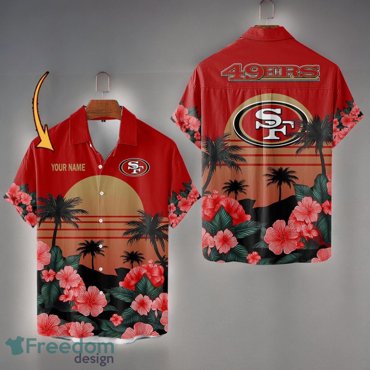 San Francisco 49ers Hawaiian Shirt & Short Custom Name Aloha Beach For Fans Product Photo 1