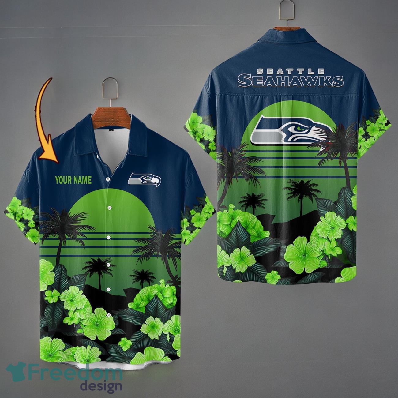 Seattle Seahawks Hawaiian Shirt & Short Custom Name Aloha Beach For Fans Product Photo 1
