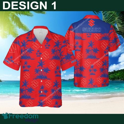 Suzuki Motorcycle Sunset Logo AOP Hawaiian Shirt Coconut Tree Pattern Men And Women Gift - Car Style 1 Suzuki Motorcycle Hawaiian Shirt Coconut Tree Pattern