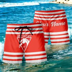 Sydney Swans AFL Sport Custom Name Beach Shorts For Men Women Product Photo 1