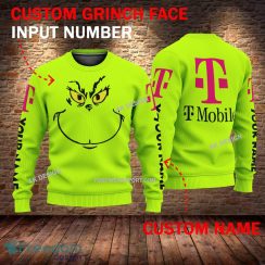T Mobile Grinch Face 3D Hoodie, Sweater Green Brand Full Print Custom Number And Name - Brand t mobile Grinch Face 3D Sweater