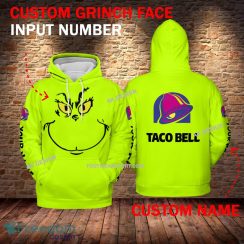 Taco Bell Grinch Face 3D Hoodie, Sweater Green Brand Full Print Custom Number And Name Taco Bell Grinch Face 3D Hoodie, Sweater Green Brand Full Print Custom Number And Name