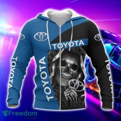 Toyota Blue All Over Printed Skull T-Shirt Sweatshirt Hoodie Bomber Jacket For Car Lover Product Photo 2