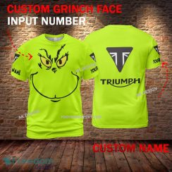 Triumph Motorcycle Grinch Face 3D Hoodie, Zip Hoodie Green AOP Custom Number And Name - Triumph Motorcycle Grinch Face 3D T-Shirt