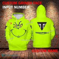 Triumph Motorcycle Grinch Face 3D Hoodie, Zip Hoodie Green AOP Custom Number And Name