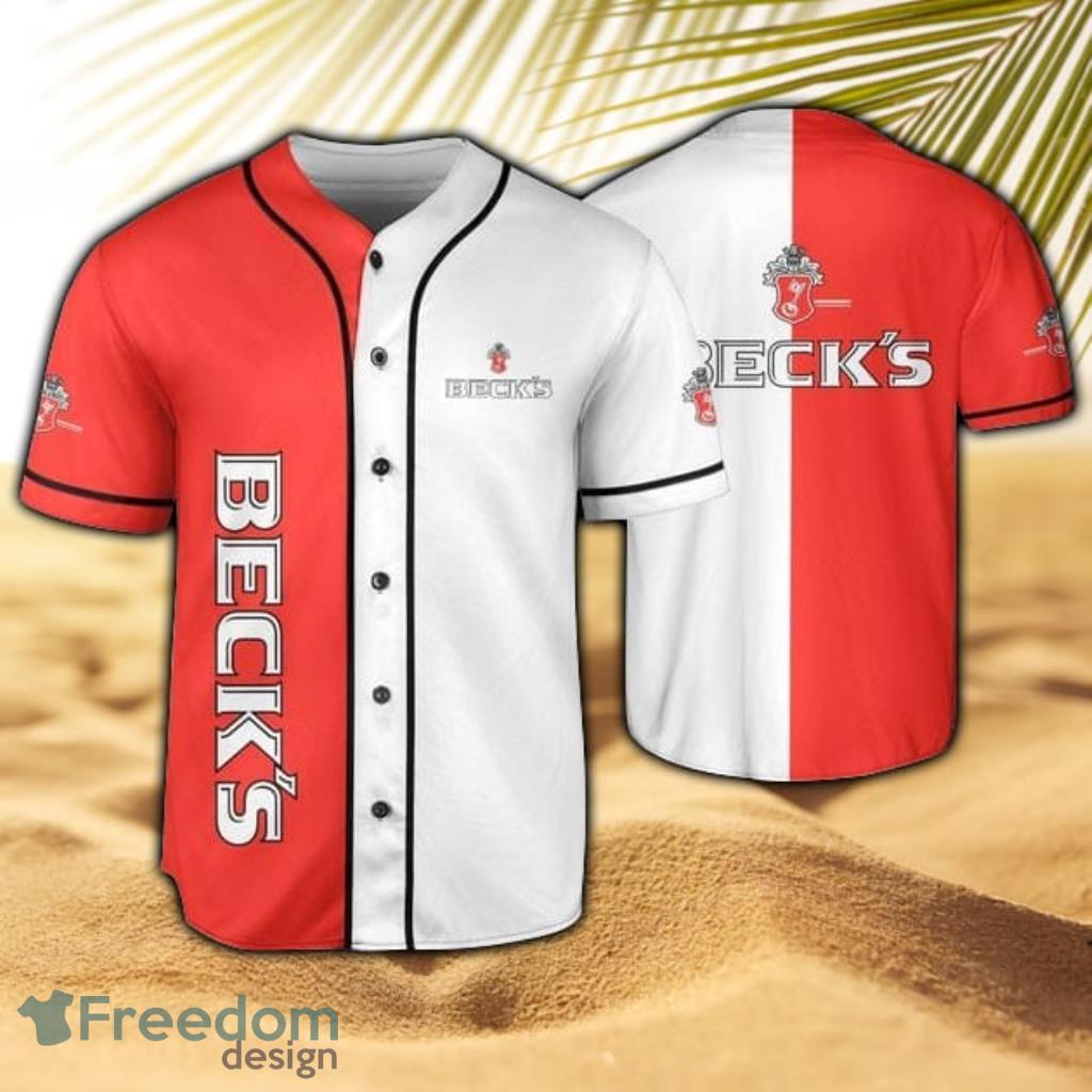 Two Color Beck's Beer Themed Baseball Jersey Shirt Product Photo 1