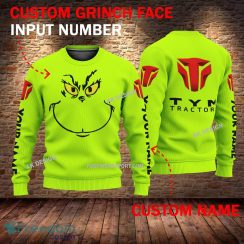 TYM Tractor Grinch Face 3D Hoodie, Zip Hoodie Green AOP Custom Number And Name - TYM Tractor Grinch Face 3D Sweater