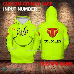 TYM Tractor Grinch Face 3D Hoodie, Zip Hoodie Green AOP Custom Number And Name