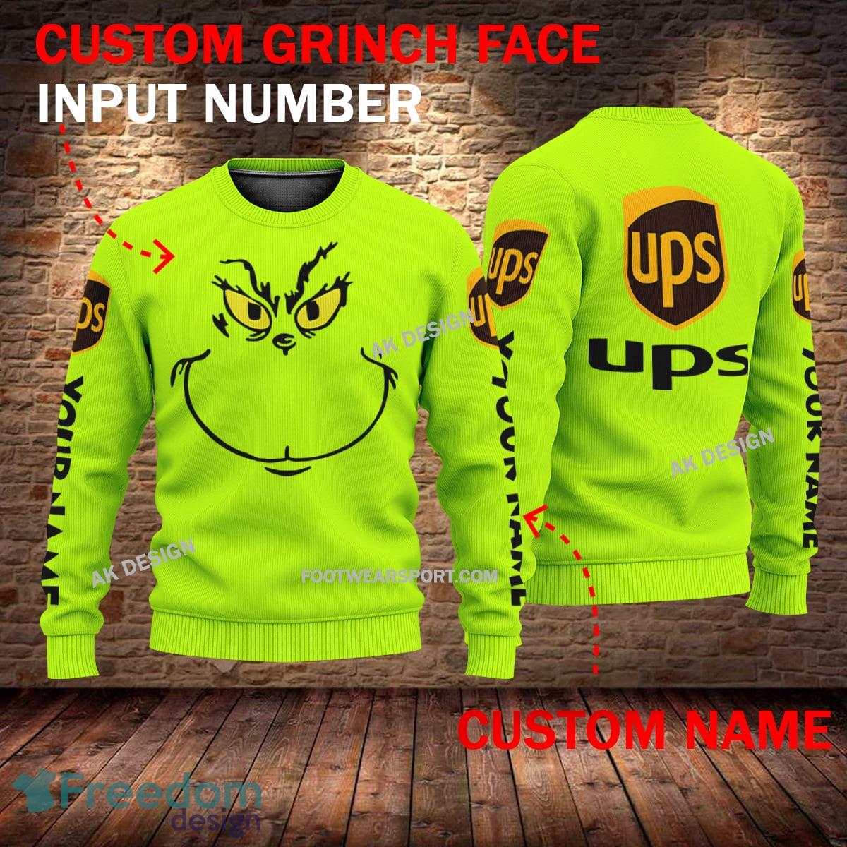 Ups Grinch Face 3D Hoodie, Sweater Green Brand Full Print Custom Number And Name image Ups Grinch Face 3D Hoodie, Sweater Green Brand Full Print Custom Number And Name - Brand ups Grinch Face 3D Sweater