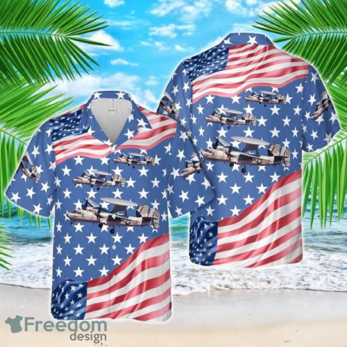 US Navy Northrop Grumman E-2C Hawkeye, 4th Of July Hawaiian Shirt US Navy Aloha Shirt Product Photo 1